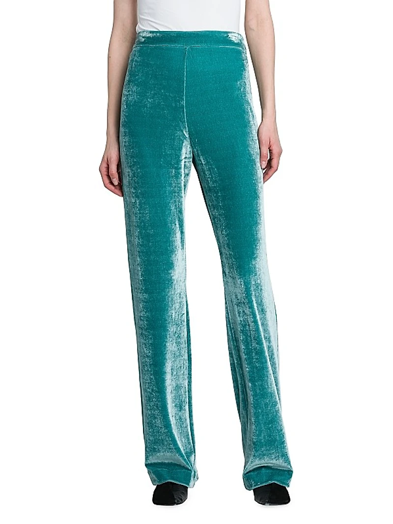 Washed Velvet Straight-Leg Pants