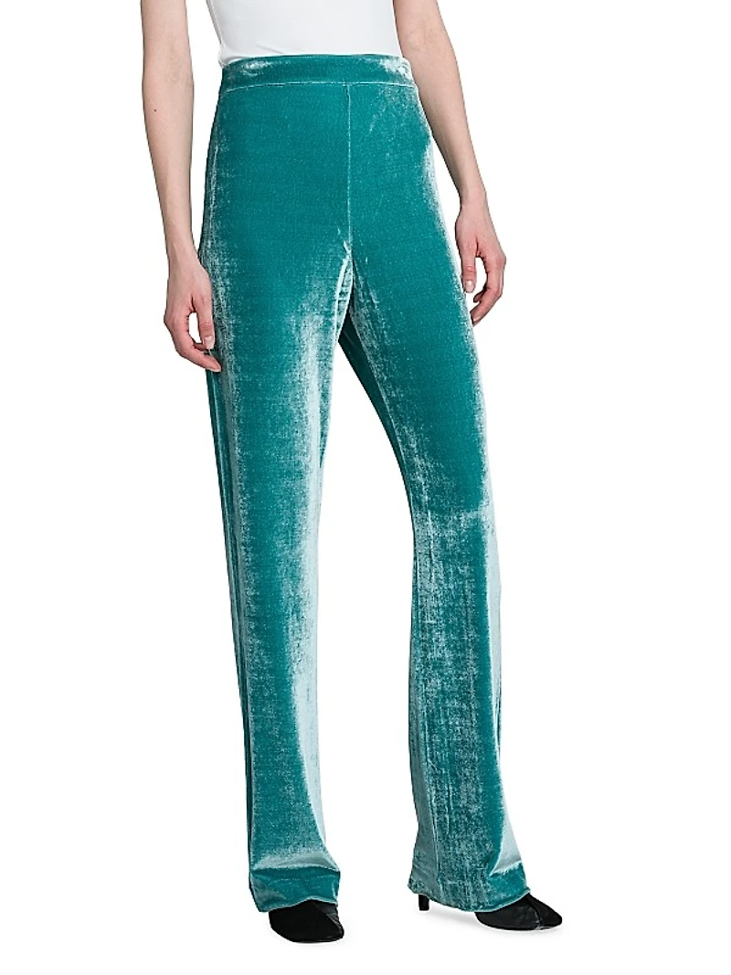 Washed Velvet Straight-Leg Pants