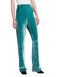 Washed Velvet Straight-Leg Pants