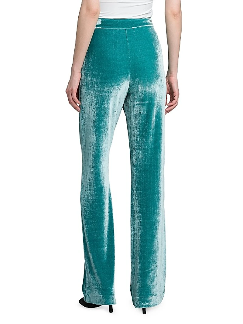 Washed Velvet Straight-Leg Pants