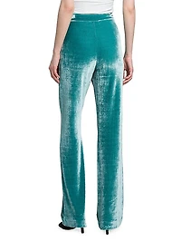 Washed Velvet Straight-Leg Pants