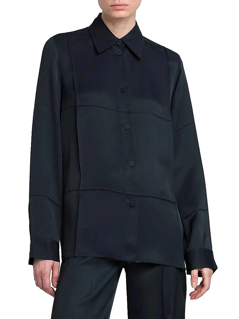 Matte Press-Pleated Shirt