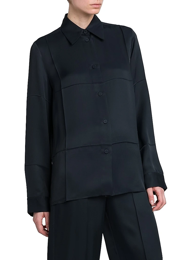 Matte Press-Pleated Shirt