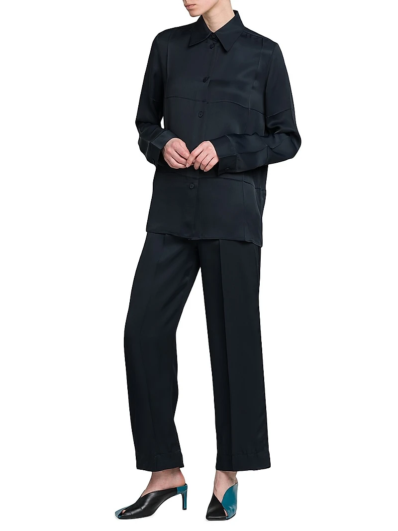 Matte Press-Pleated Shirt