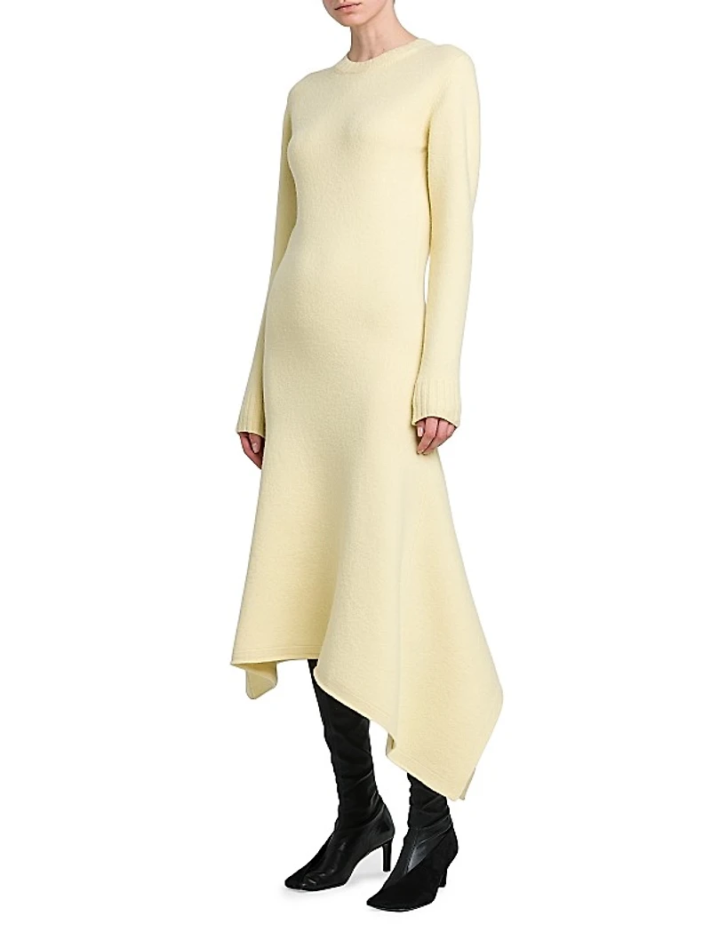 Wool Draped Sweater Maxi Dress