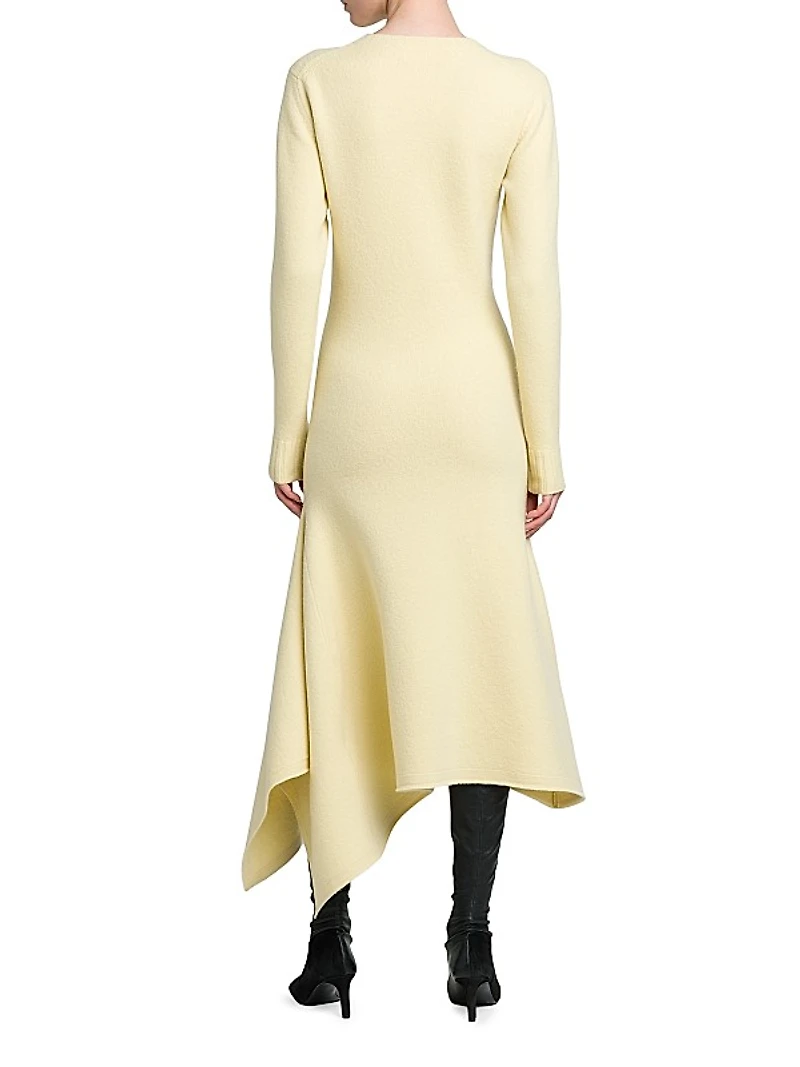 Wool Draped Sweater Maxi Dress