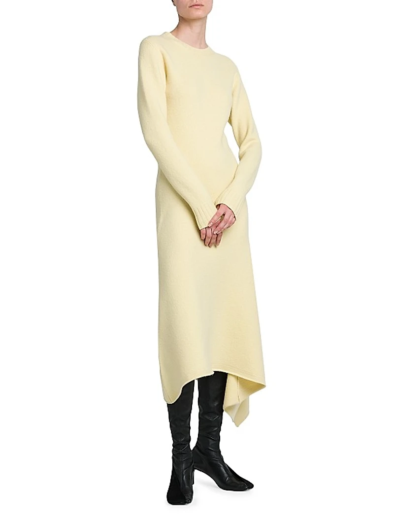 Wool Draped Sweater Maxi Dress