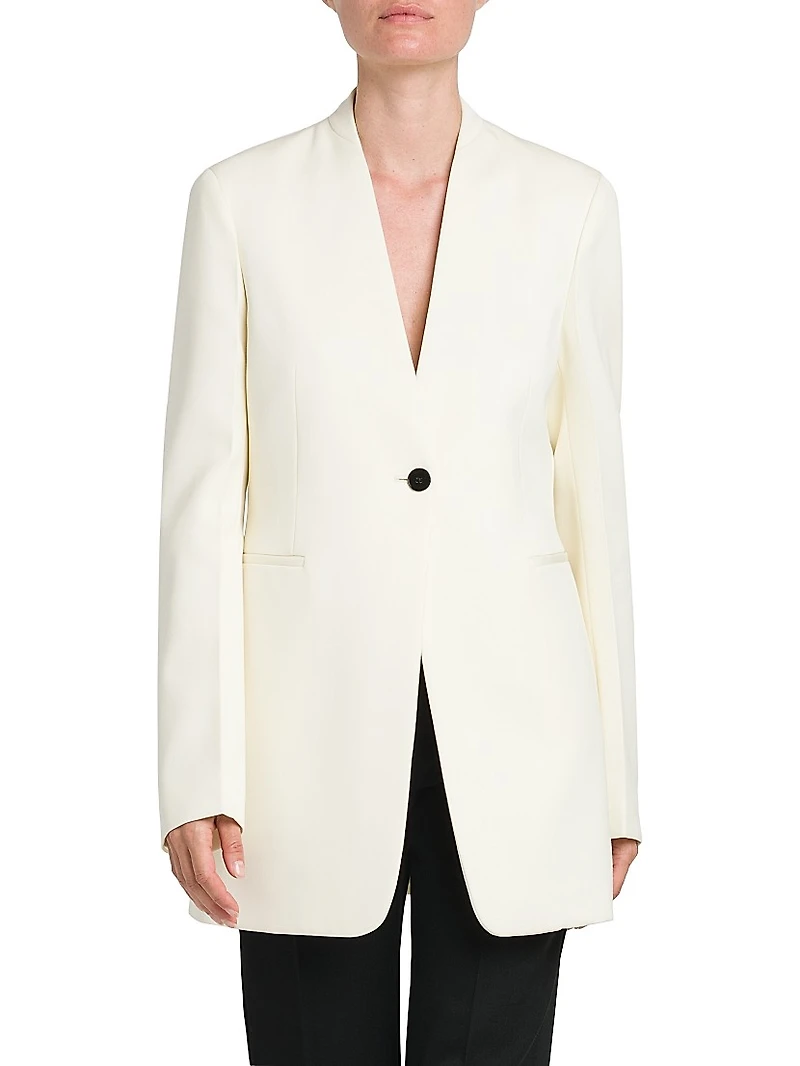 Wool Collarless Blazer