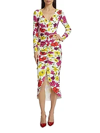 Tatangela Floral Ruched Midi-Dress