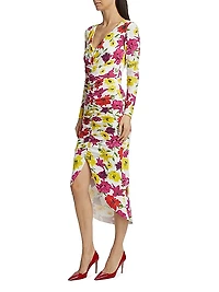 Tatangela Floral Ruched Midi-Dress