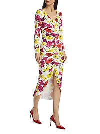 Tatangela Floral Ruched Midi-Dress