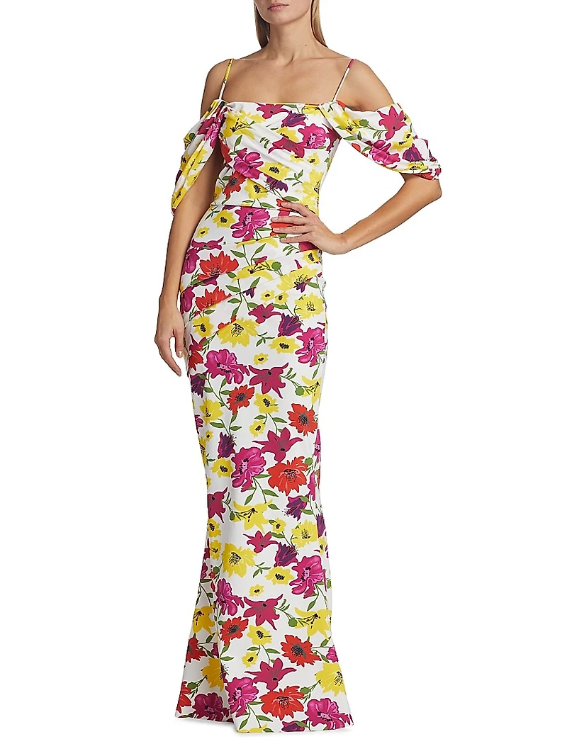 Unifila Draped Floral Gown