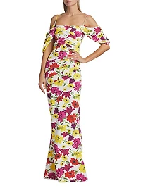 Unifila Draped Floral Gown