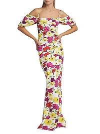 Unifila Draped Floral Gown