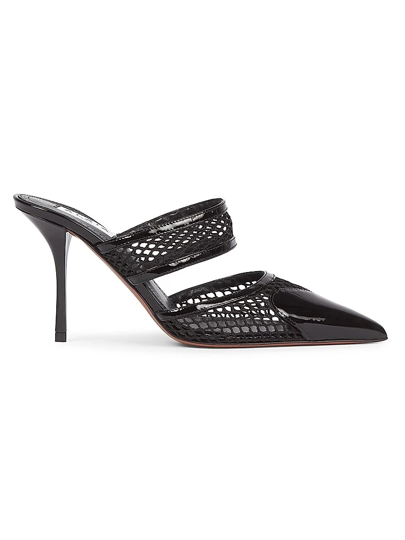 Le Coeur 90MM Patent Leather & Mesh Mules