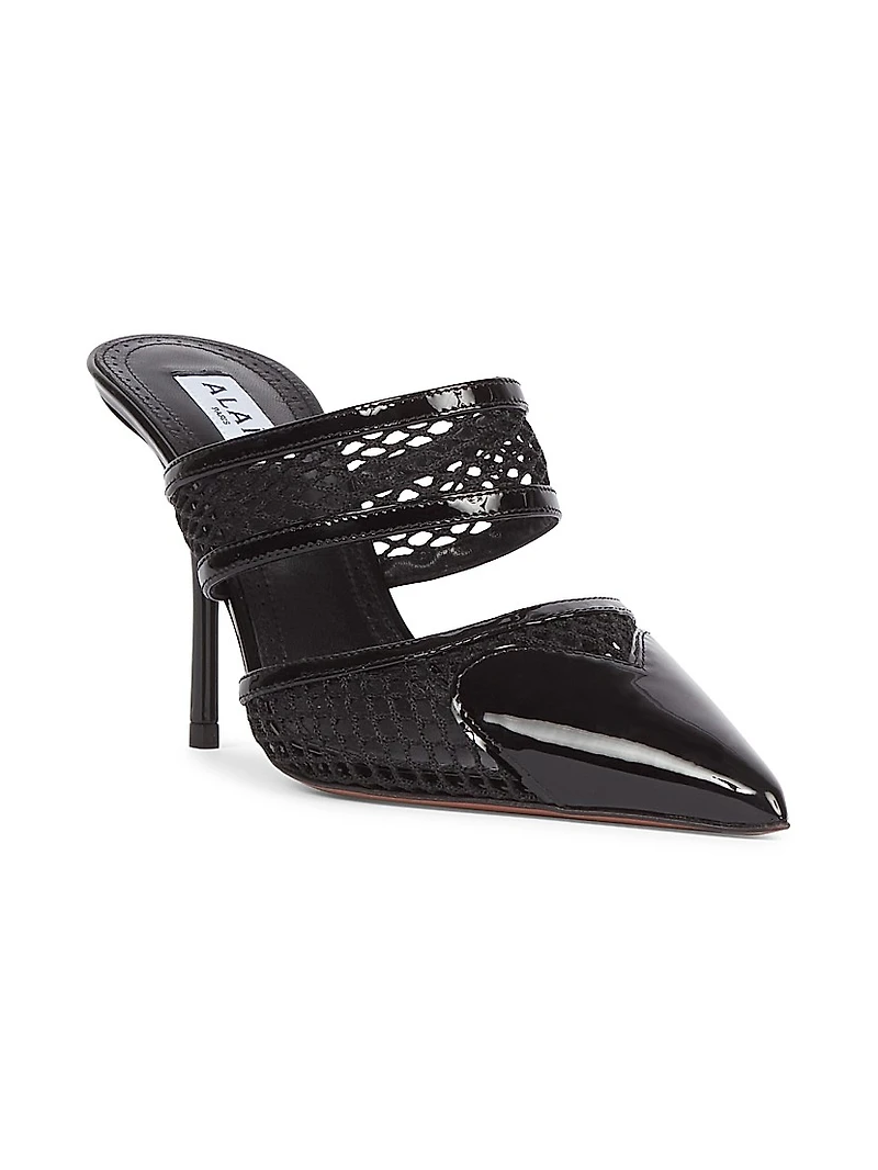 Le Coeur 90MM Patent Leather & Mesh Mules