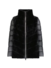 Shearling Lamb Jacket with Quilted Sleeves