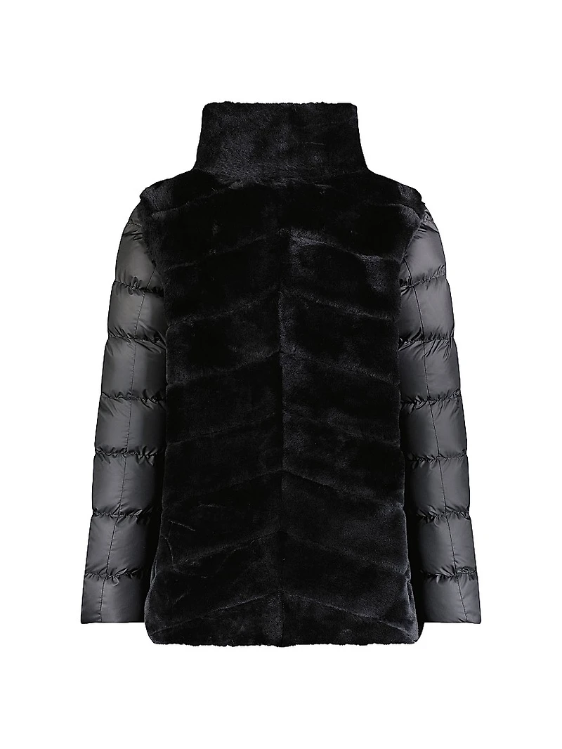 Shearling Lamb Jacket with Quilted Sleeves