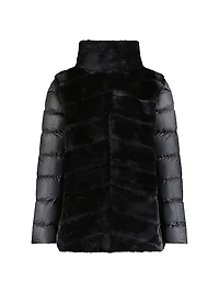 Shearling Lamb Jacket with Quilted Sleeves