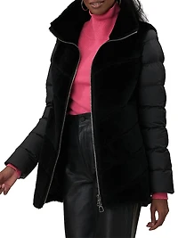 Shearling Lamb Jacket with Quilted Sleeves