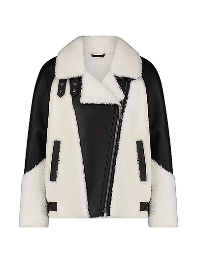 Shearling Lamb Zip Moto Jacket