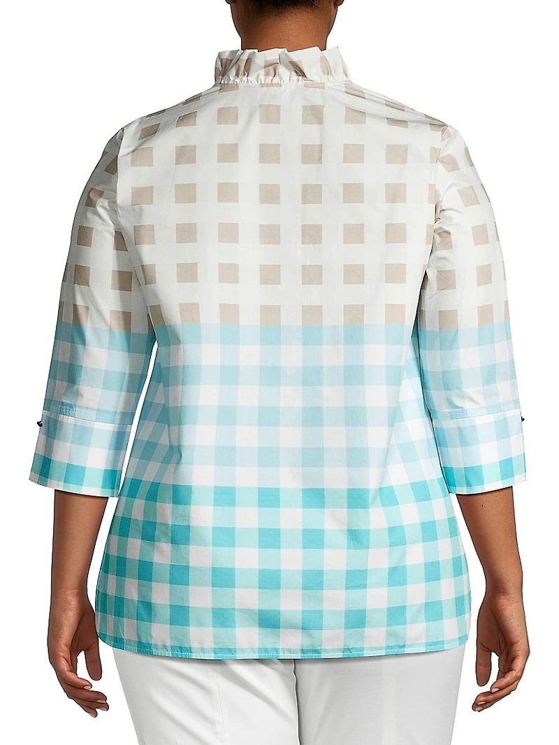 Ruffled Cotton Gingham Blouse