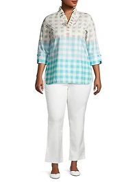 Ruffled Cotton Gingham Blouse