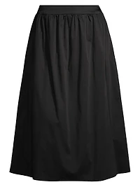 Pleated Cotton-Blend Midi-Skirt