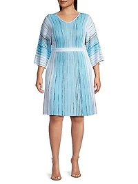 Striped Knit Midi-Dress