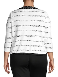 Fringe-Trimmed Striped Knit Jacket