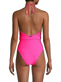 Belted Halter One-Piece Swimsuit