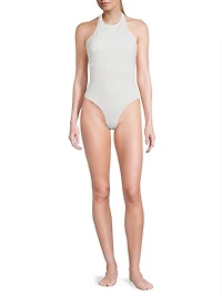 Jackie Textured Halterneck One-Piece Swimsuit
