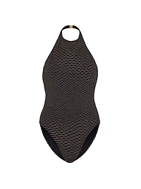 Jackie Textured Halterneck One-Piece Swimsuit