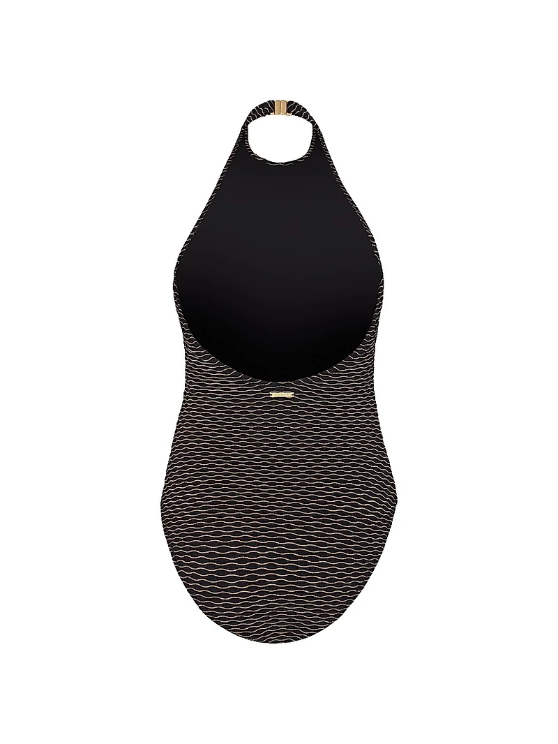 Jackie Textured Halterneck One-Piece Swimsuit