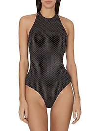 Jackie Textured Halterneck One-Piece Swimsuit