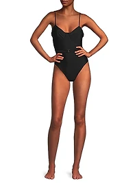 Belted Open-Back One-Piece Swimsuit