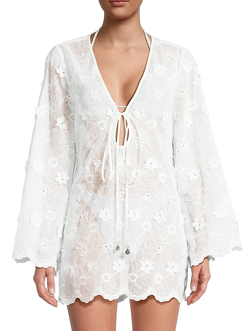 Viara Floral-Appliqué Cover-Up