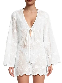 Viara Floral-Appliqué Cover-Up