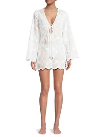 Viara Floral-Appliqué Cover-Up