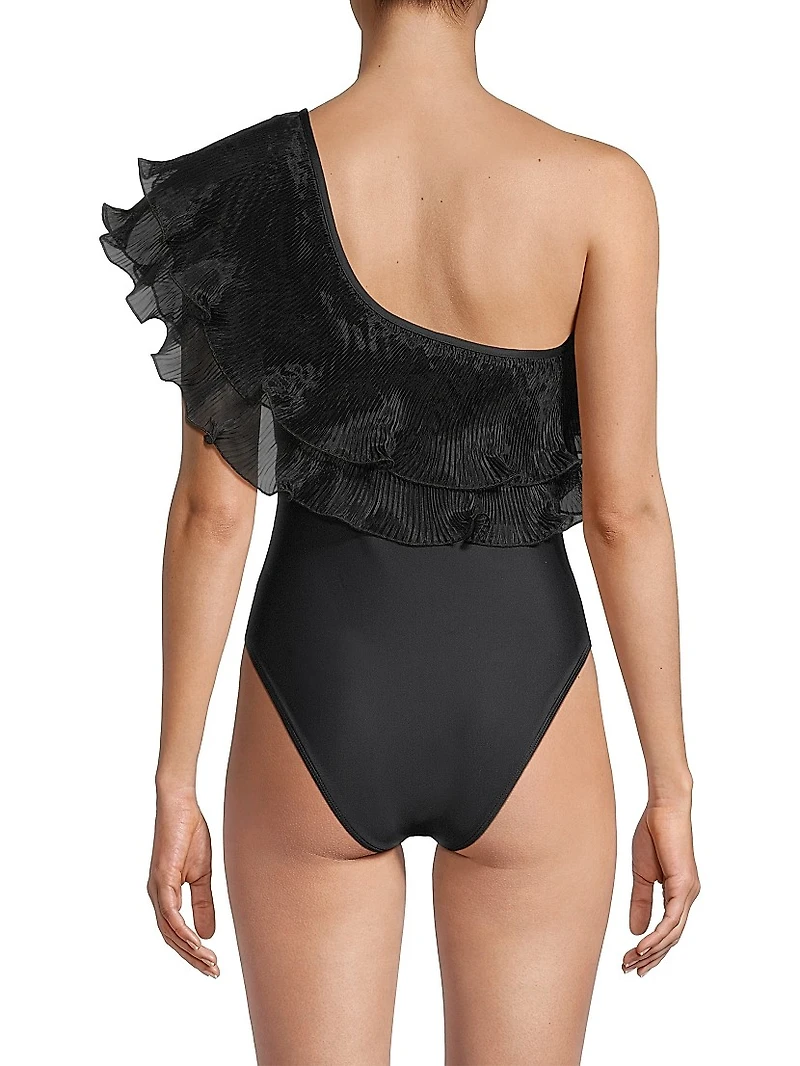 Pleated Organza One-Piece Swimsuit