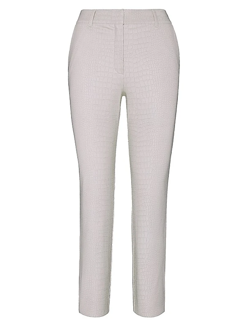 Faux-Leather Animal Cropped Pants