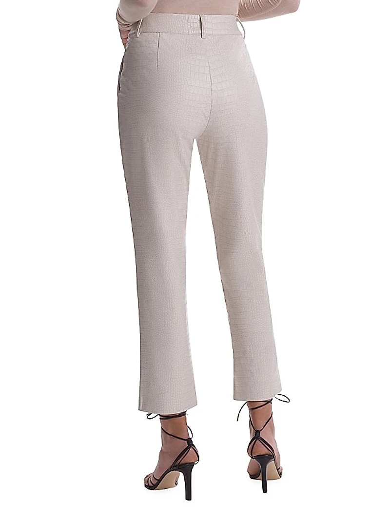 Faux-Leather Animal Cropped Pants