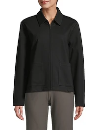 Knit Front-Zip Jacket