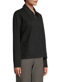 Knit Front-Zip Jacket