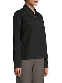 Knit Front-Zip Jacket