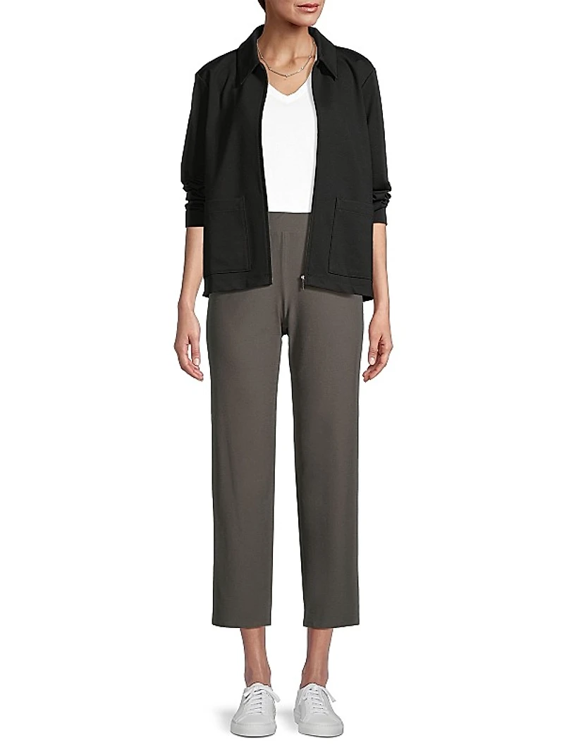 Knit Front-Zip Jacket