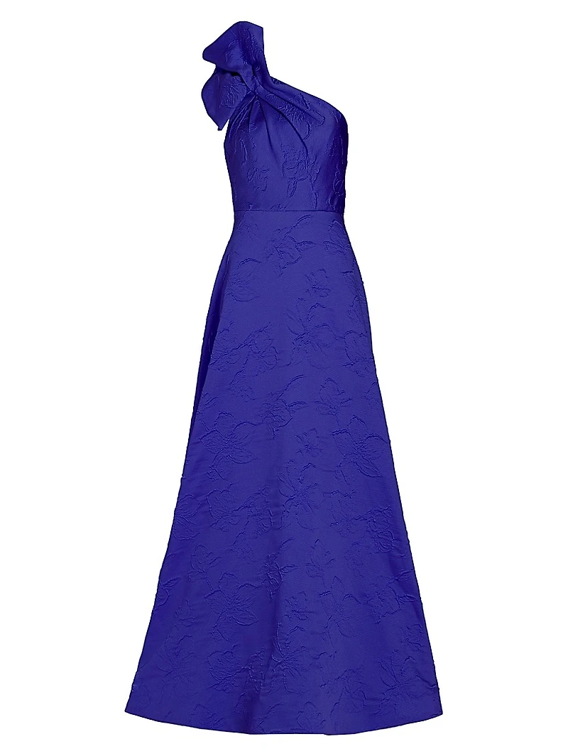 Amira Jacquard One-Shoulder Gown