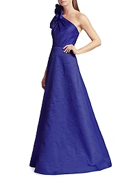 Amira Jacquard One-Shoulder Gown