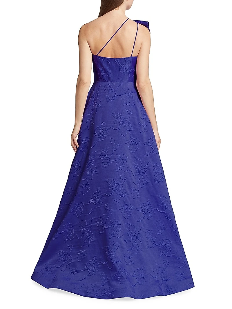 Amira Jacquard One-Shoulder Gown