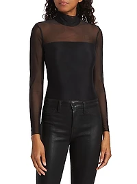 Chic Mesh Mock Turtleneck Bodysuit
